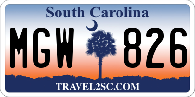 SC license plate MGW826