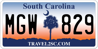 SC license plate MGW829