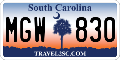 SC license plate MGW830