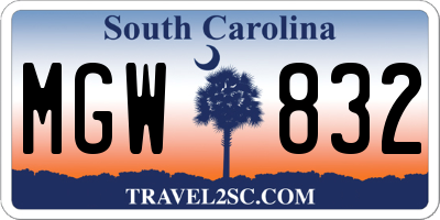SC license plate MGW832