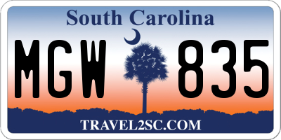 SC license plate MGW835