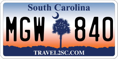 SC license plate MGW840