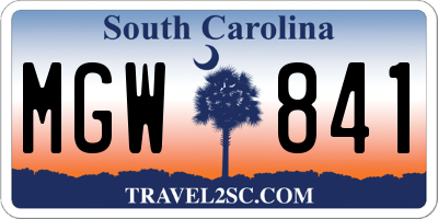 SC license plate MGW841
