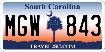 SC license plate MGW843
