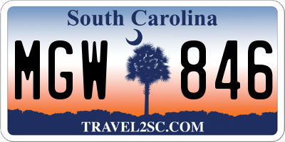 SC license plate MGW846