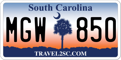 SC license plate MGW850