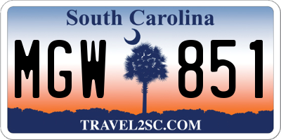 SC license plate MGW851