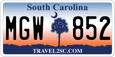 SC license plate MGW852
