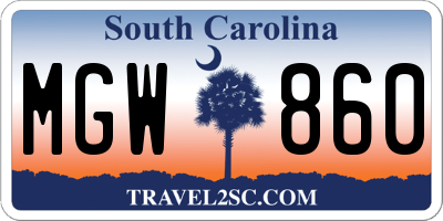 SC license plate MGW860