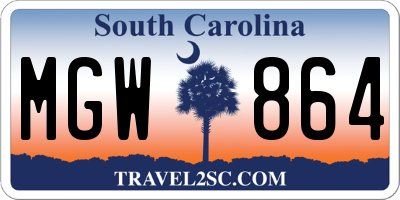 SC license plate MGW864
