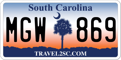 SC license plate MGW869