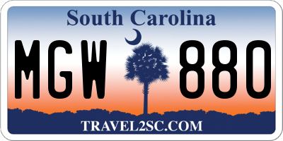 SC license plate MGW880