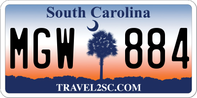 SC license plate MGW884