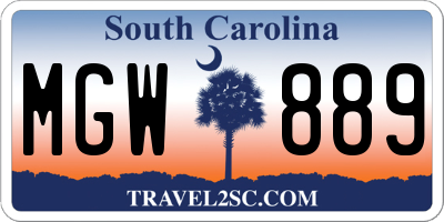 SC license plate MGW889