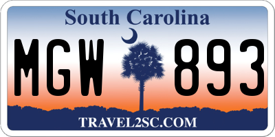 SC license plate MGW893