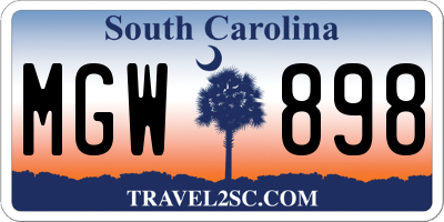 SC license plate MGW898