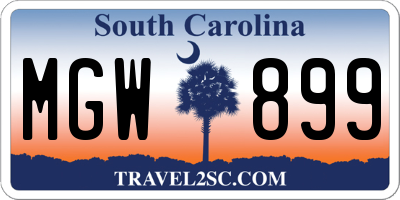 SC license plate MGW899