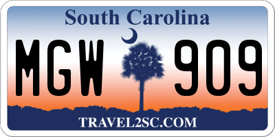 SC license plate MGW909