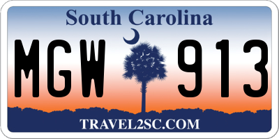 SC license plate MGW913