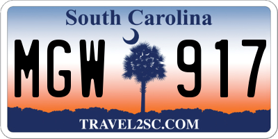 SC license plate MGW917