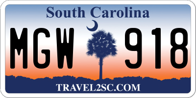 SC license plate MGW918