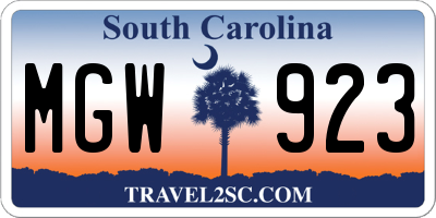SC license plate MGW923
