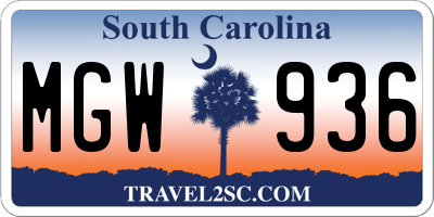 SC license plate MGW936