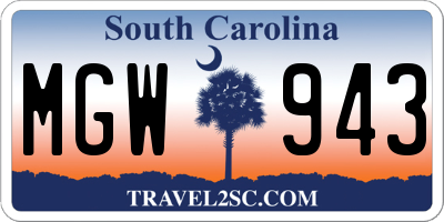 SC license plate MGW943