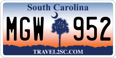 SC license plate MGW952