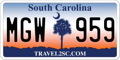 SC license plate MGW959