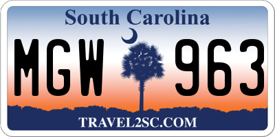 SC license plate MGW963