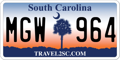 SC license plate MGW964