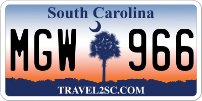 SC license plate MGW966