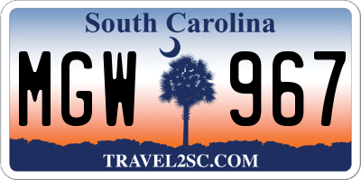 SC license plate MGW967