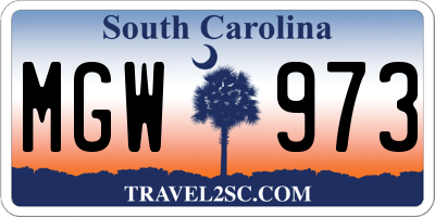 SC license plate MGW973