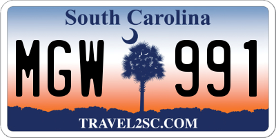 SC license plate MGW991