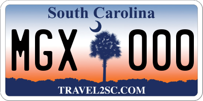 SC license plate MGX000