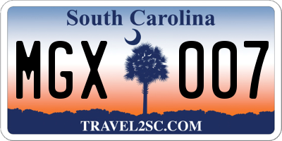 SC license plate MGX007
