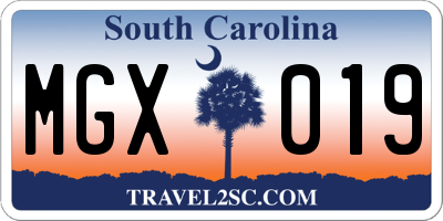 SC license plate MGX019