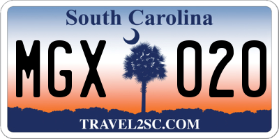 SC license plate MGX020