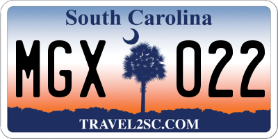 SC license plate MGX022