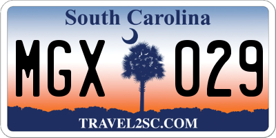 SC license plate MGX029