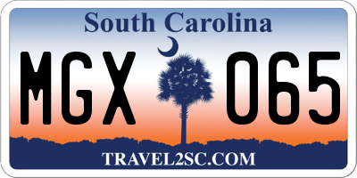 SC license plate MGX065