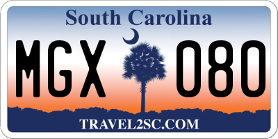 SC license plate MGX080