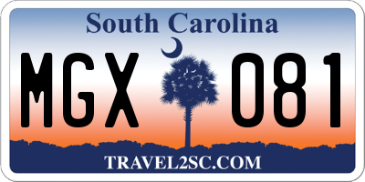 SC license plate MGX081