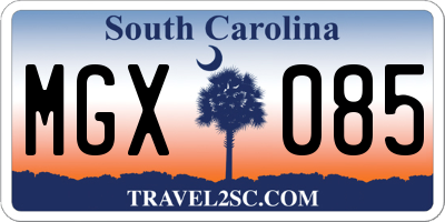 SC license plate MGX085