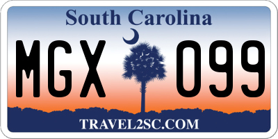 SC license plate MGX099