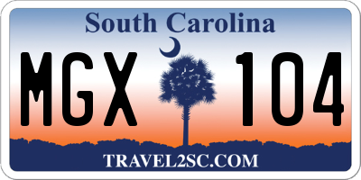 SC license plate MGX104