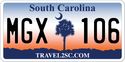SC license plate MGX106