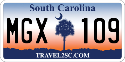 SC license plate MGX109